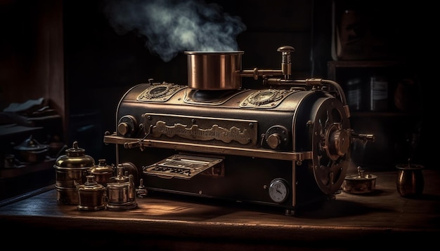 Molinillo de café antiguo, una herramienta de trabajo rústica con elegancia nostálgica generada por IA