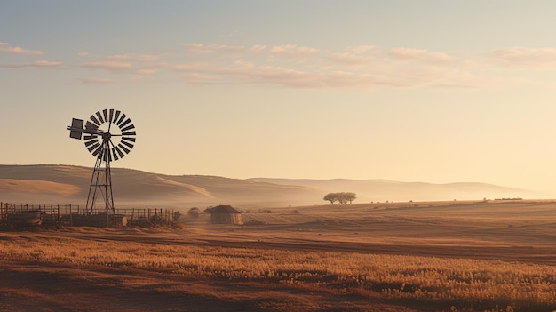 El molino de viento rústico de Dawn