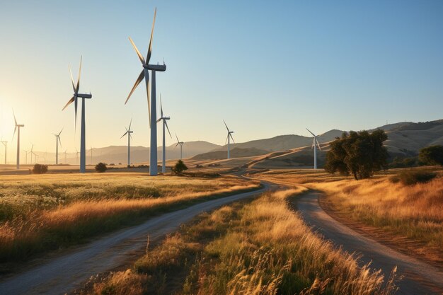 Foto molinos de viento en el césped