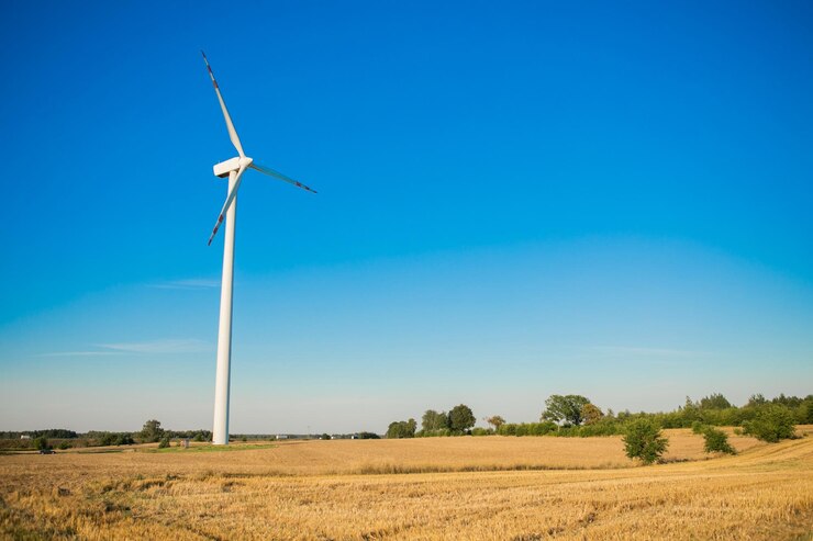 Molinos de viento para la generación de electricidad. Concepto de energía verde.