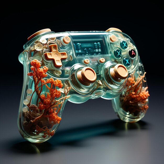 Foto mollusk tech gamepad housing hecho enteramente de pulpos y moluscos