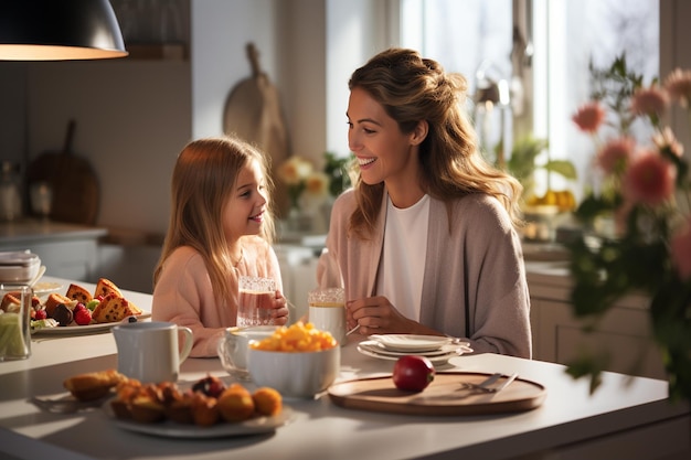 Momente lächelnde Mutter generative KI