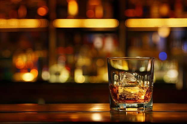 Un momento acogedor de whisky en una mesa de bar rústica IA generativa