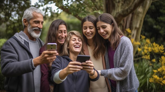 Foto un momento de alegre selfie familiar con una mujer sonriente