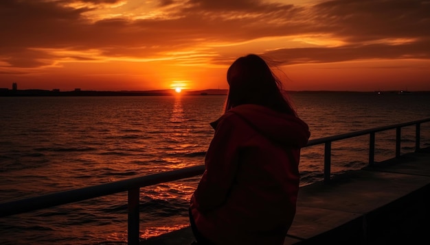 Momento de alguien viendo una hermosa puesta de sol de verano IA generativa