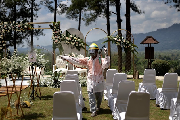 Momento de la boda ceremonia arco decoraciones decoraciones de la boda configuración de la boda