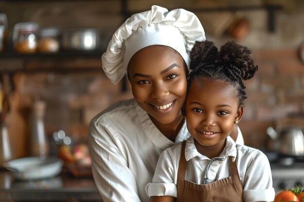 Un momento conmovedor en la cocina Una chef y su joven aprendiz