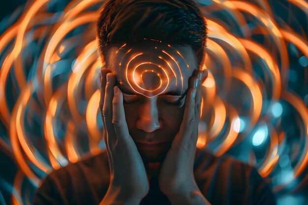 Un momento de contemplación Explorando los pensamientos interiores con patrones de luz