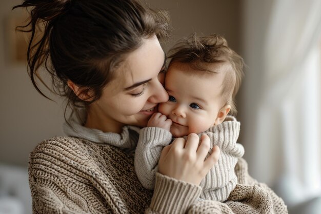 Momento de ternura entre mãe e bebê