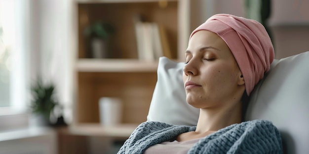 Foto un momento de descanso para una joven con cáncer