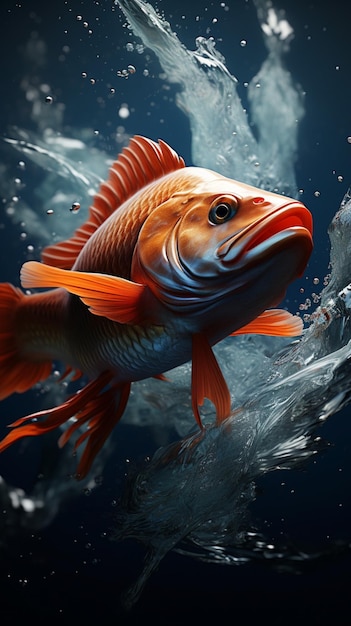 Momento dinâmico peixe salta energicamente em meio a ondas de água do mar Vertical Mobile Wallpaper