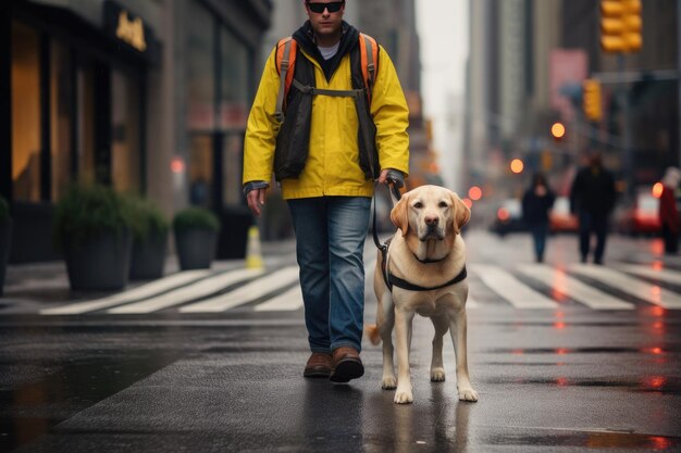 Momento emocionante entre um cão-guia e um cego