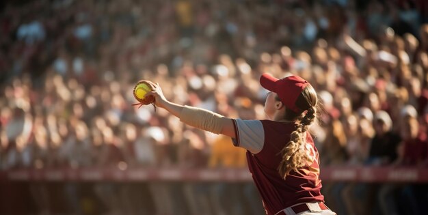 Un momento emocionante en un juego de softbol.