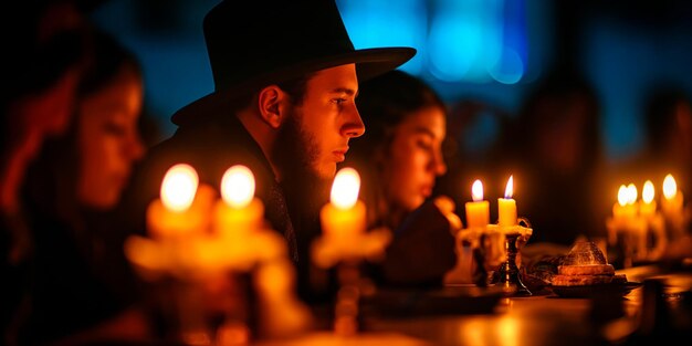 Foto el momento de encender las velas de la pascua que marcan el comienzo de la festividad