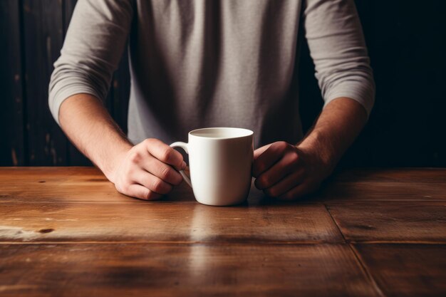 Foto un momento sereno junto a la mesa de madera marrón