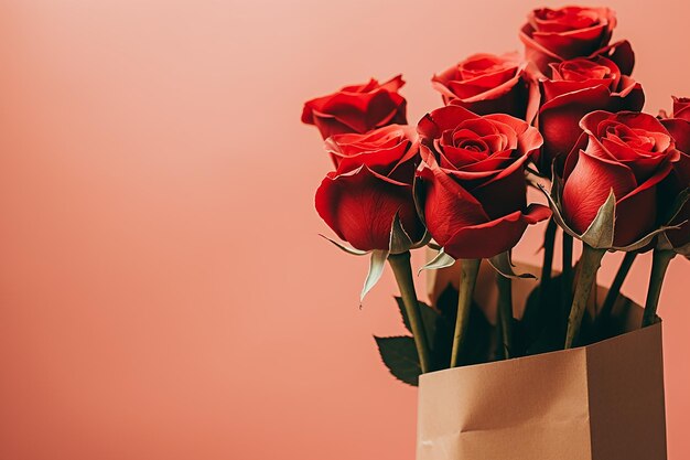 Un momento tierno con rosas de San Valentín susurrando amor generado por Ai