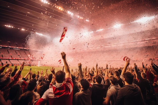 Un momento triunfante en un estadio de fútbol lleno como 1