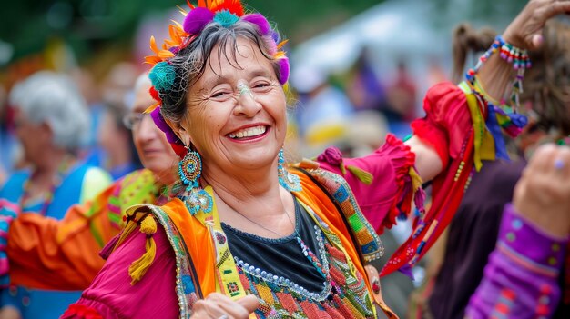 Momentos alegres de envejecimiento activo capturan a mujeres mayores en una lección de baile