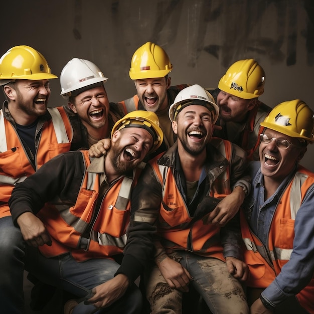 Momentos alegres en medio de la risa de los cascos en la zona de construcción