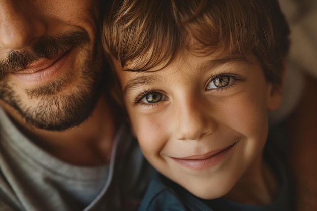 Momentos alegres Sonrisas en los rostros de los padres e hijos El resplandor de la alegría del Día del Padre