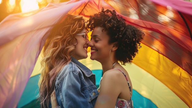 Los momentos de amor de las parejas lesbianas LGBT el concepto de felicidad