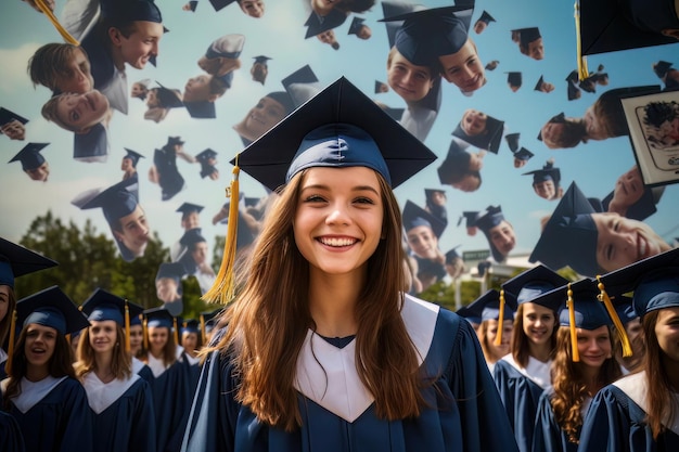 Momentos de formatura do ensino médio e da faculdade