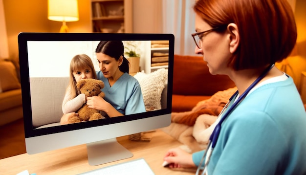 Foto momentos delicados de cuidados na telemedicina pediátrica