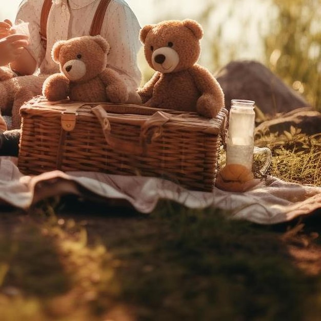 Foto momentos felices de la infancia picnic concepto de la naturaleza