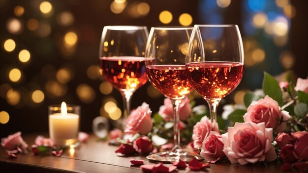 Momentos queridos, uma celebração romântica de vinho e rosas