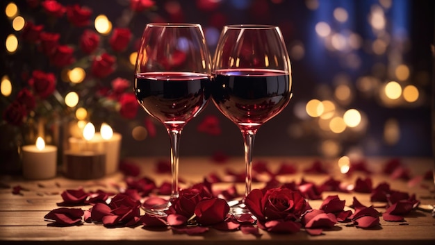 Momentos queridos, uma celebração romântica de vinho e rosas