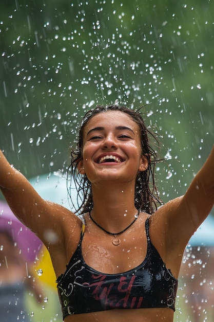 Foto momentos sinceros de mulheres celebrando o dia da mulher na chuva
