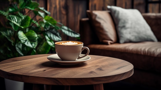 Momentos de tranquilidad Taza de café en una mesa de madera