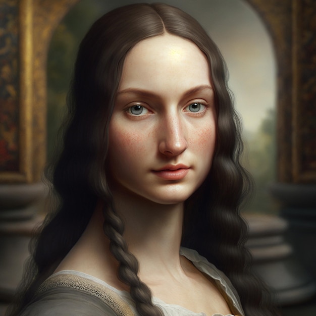 Mona Lisa desenhada a lápis imagens coloridas Generative AI