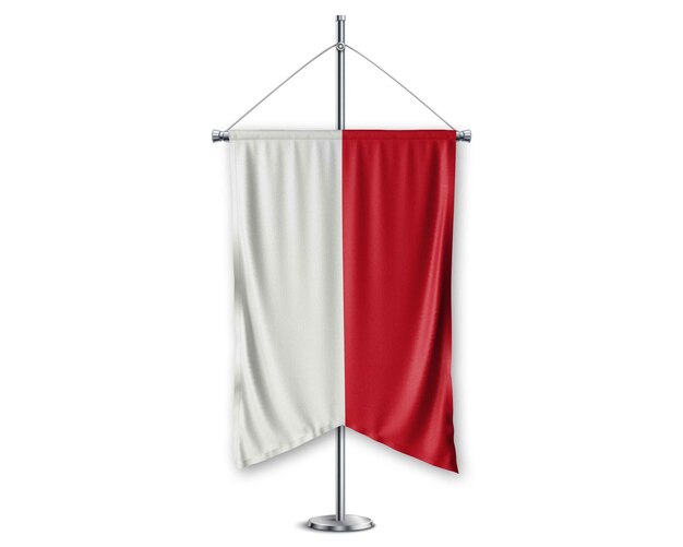 Foto monaco_up banderas 3d en pedestal de soporte de poste conjunto realista y fondo blanco