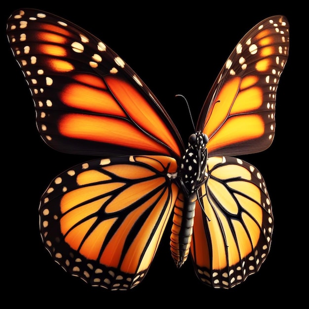 Foto monarch butterfly isolated on black background insects in nature ai generated