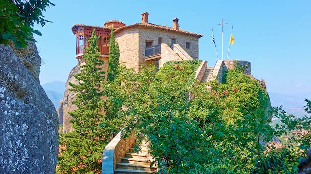 El Monasterio de Rousanou (Santa Bárbara) en Meteora, Kalabaka, Grecia