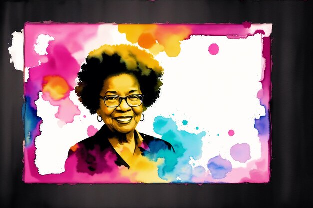 Monat der schwarzen Geschichte Eine Illustration einer alten schwarzen Frau Aquarellfarbe Generative KI