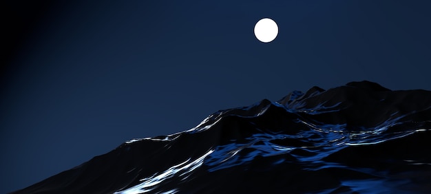 Mond in der Nacht mit Bergen Bild