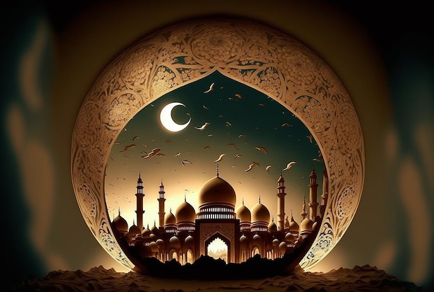 Mond- und Ramadan-Moschee Generative KI