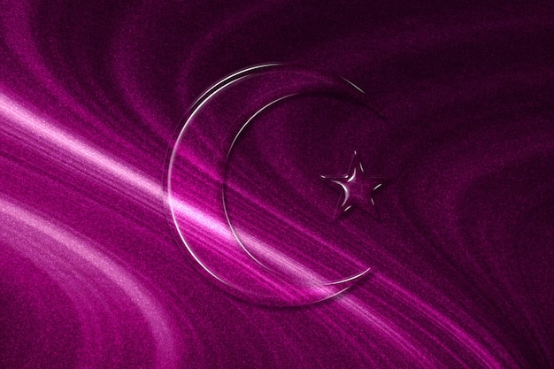 Mond- und Stern-Islam-Symbol, islamisches Symbol, magentaroter Hintergrund