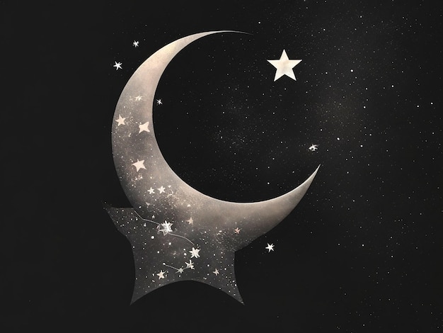 Mond und Sterne Tattoo dunkler Hintergrund Kunst weißer Hintergrund 4k Bild herunterladen