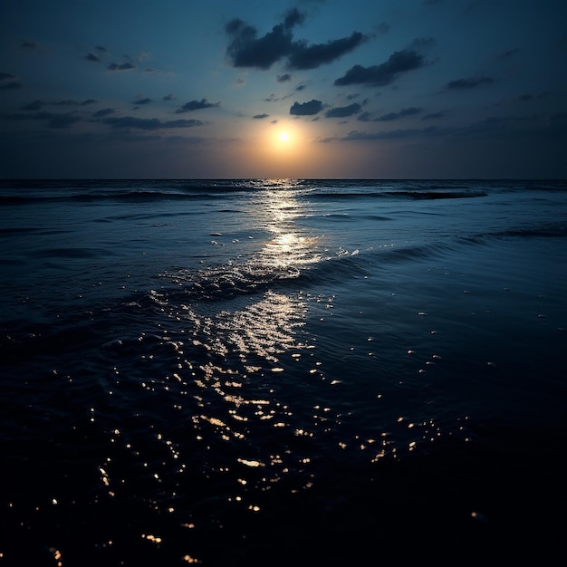 Foto mondbeleuchtete strandszene