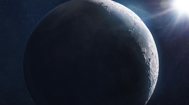 Mondkugel im Weltraum Mondkugel Mondoberfläche mit Sternen Erde Satellit