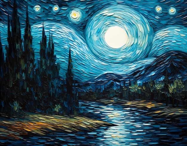 Mondlicht im Van-Gogh-Stil