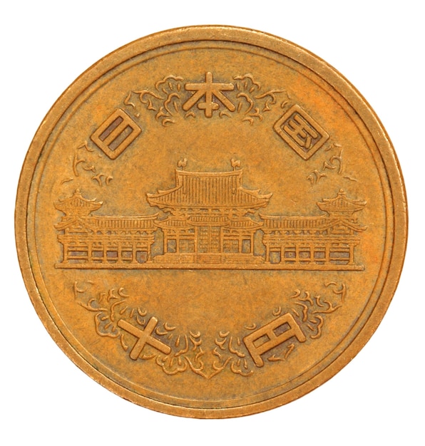 Moneda de 10 yenes japoneses antiguos de 1953 cerrar