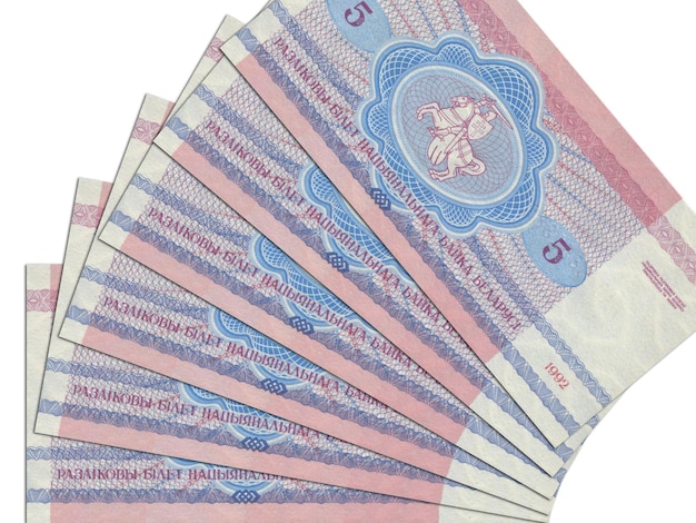 Moneda de Bielorrusia Billetes de banco de Bielorrusia Cerrar dinero de Bielorrusia Rublos de Bielorrusia3D render