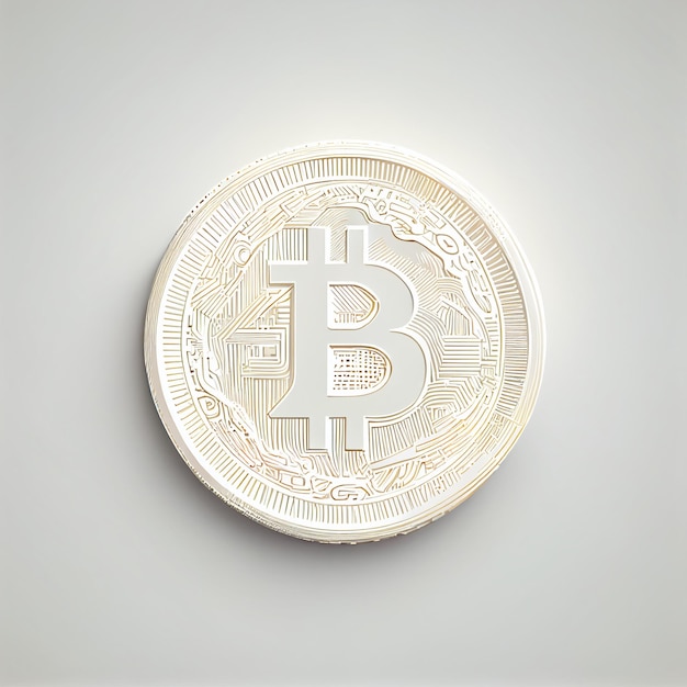 Moneda de bitcoin física blanca BTC cryptocurrency dinero ilustración 3D