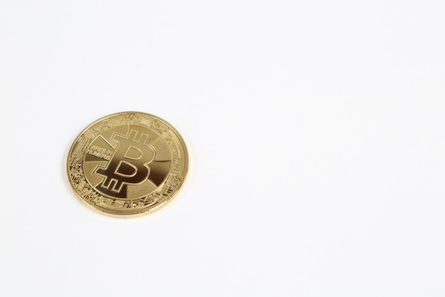 Moneda de bitcoin una vista de cerca del bitcoin