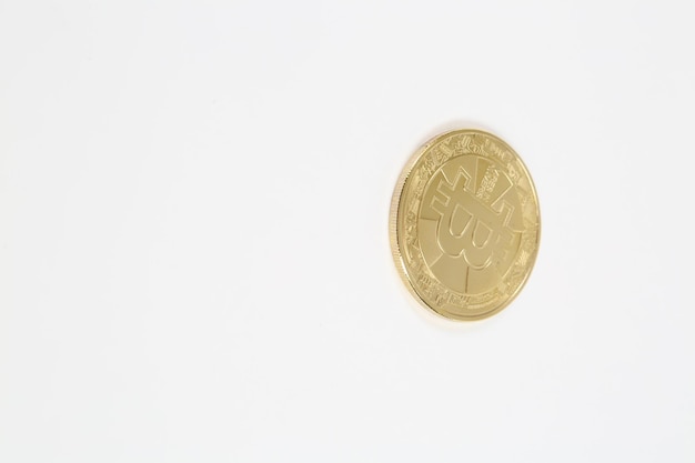 Moneda de bitcoin una vista de cerca del bitcoin