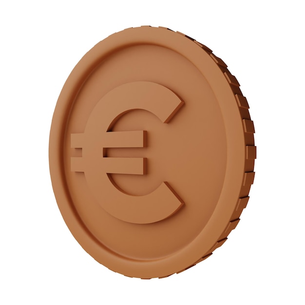 Foto moneda de bronce euro ilustración 3d aislada en fondo blanco